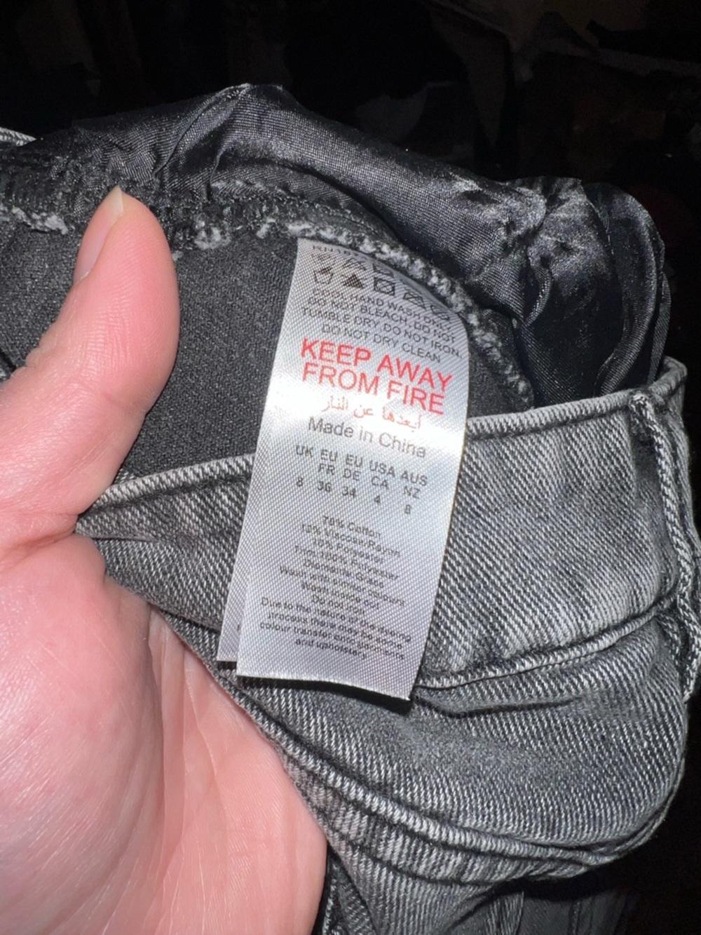 PrettyLittleThing Gray Washed High Rise Diamante Front Straight Leg Jeans Size 4 - Picture 8 of 9